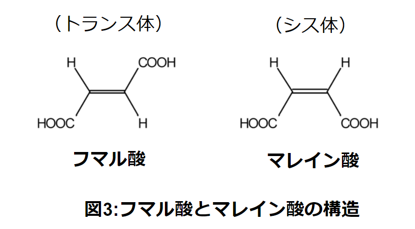 フマル酸とマレイン酸の構造.